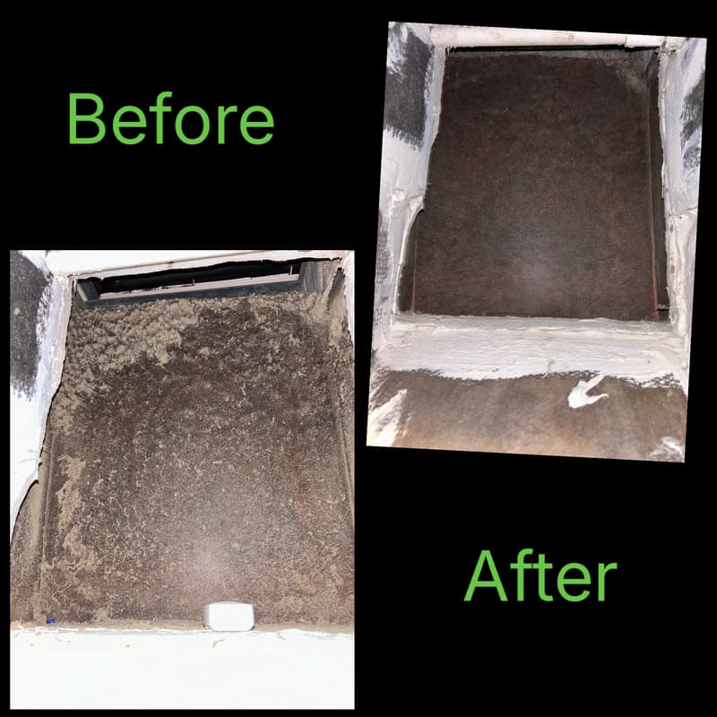Before and after air duct cleaning results in a Conway SC home