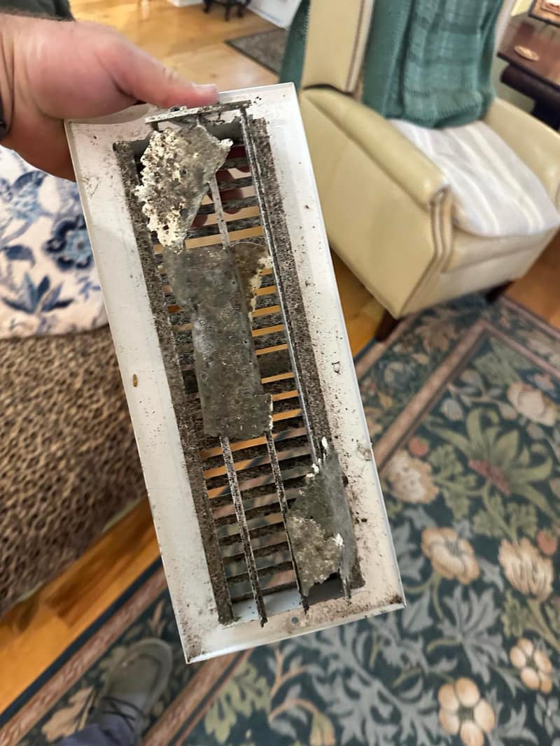Mold contamination discovered on a supply vent during air quality testing in Conway SC