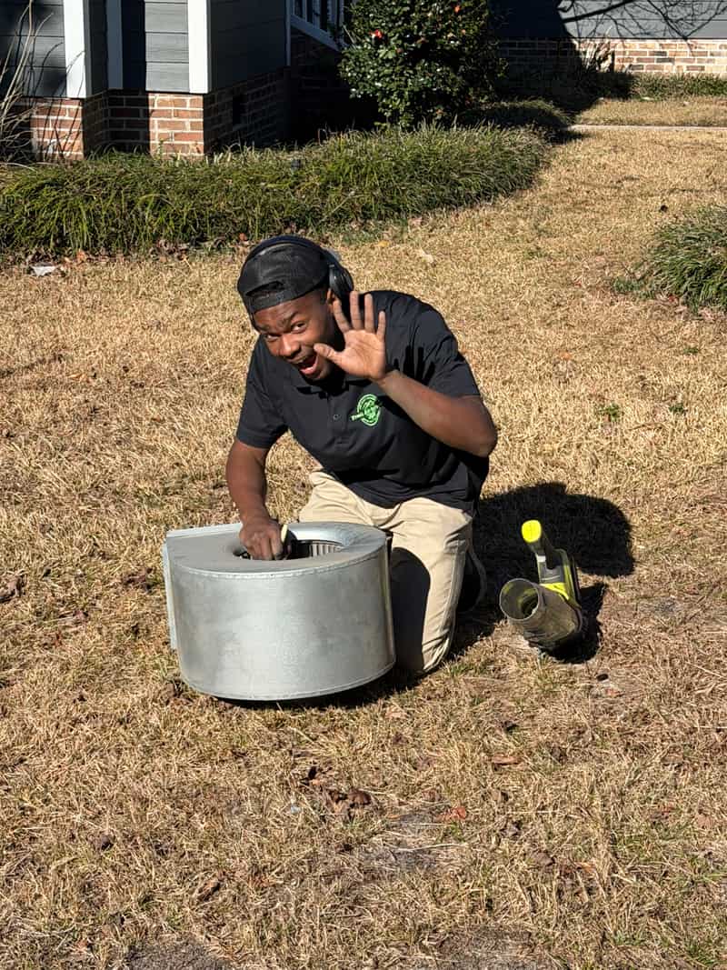 Fresh Air Solutions technician holding a cleaned blower wheel at a Conway SC home